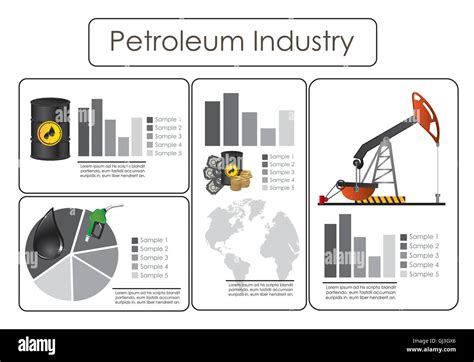 Infografiken Abbildung von Erdöl Icons Vektor illustration Stock