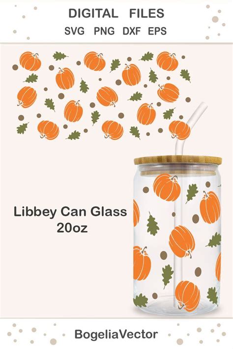 Pumpkin Libbey Can Glass Svg Seamless Wrap Libbey 20oz Svg Fall