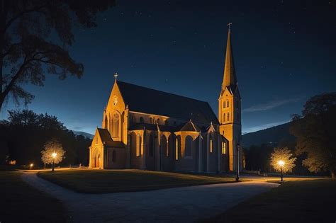 Premium Photo | Church in night