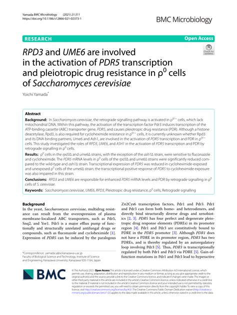 Pdf Rpd And Ume Are Involved In The Activation Of Pdr