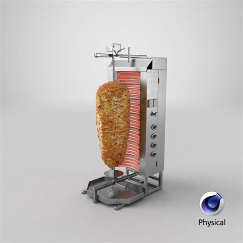 Vertikaler Rotisserie Grill mit Döner Kebab 3D Modell 59 3ds blend