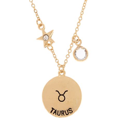 Gold Zodiac Pendant Necklace Taurus Claires Us