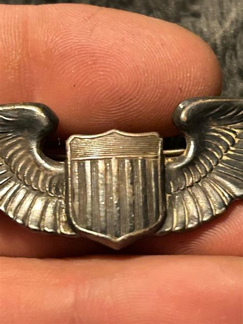 Vintage Ww2 Us Army Air Corpsair Force Sterling Silver Pilot Wings Pin Badge 3