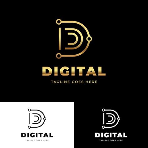 Logotipo De Letra D Digital Vector Premium