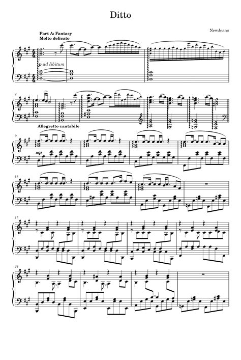 Ditto Arr Newjeans Sheet Music Newjeans Piano Solo