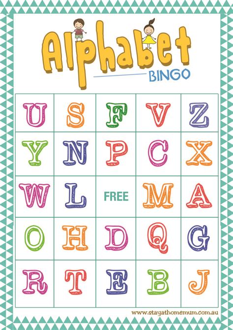 Alphabet Bingo Free Printable Stay At Home Mum