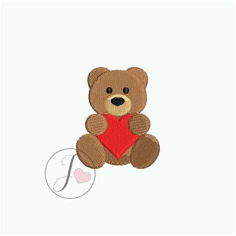 Teddy Bear Heart Embroidery Design