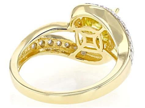 Yellow And Colorless Moissanite K Yellow Gold Over Siver Ring Ctw