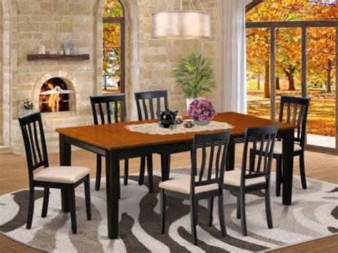 East West Furniture Quincy 7 Piece Wood Dining Set In Black Cherry 1