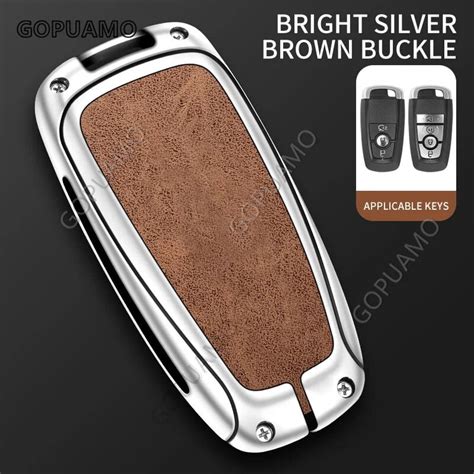 Zinc Alloy Leather Car Key Case For Ford A 3 4 Buttons Key Case Fusion