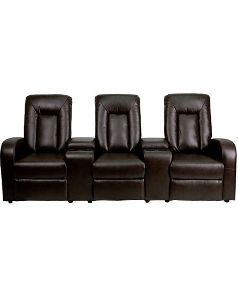 Flash Furniture Eclipse Series 3 Seat Reclining Brown Leather Theater