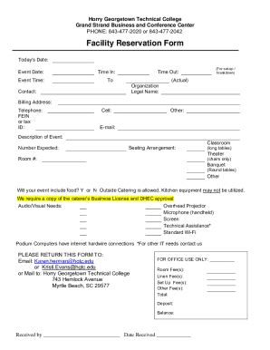 Fillable Online Facility Reservation Form Grand Strand Campus