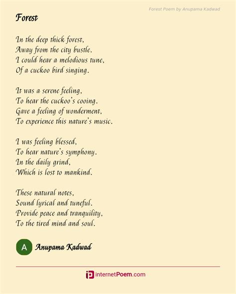 Forest Poem By Anupama Kadwad