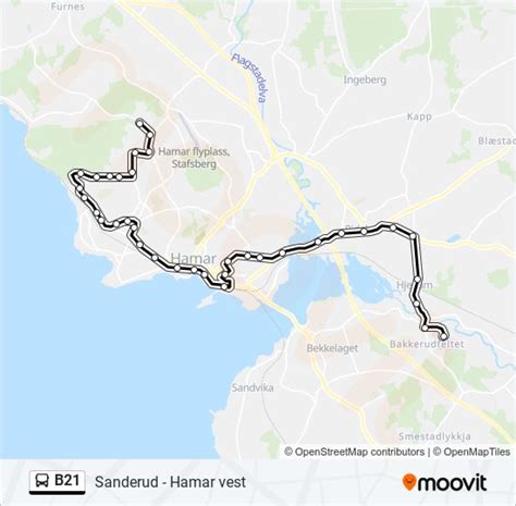 B21 Rute Rutetider Holdeplasser Og Kart Sanderud Oppdatert