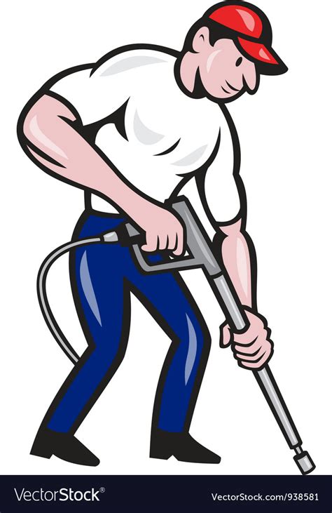 Power Washing Pressure Water Blaster Worker Vector Image