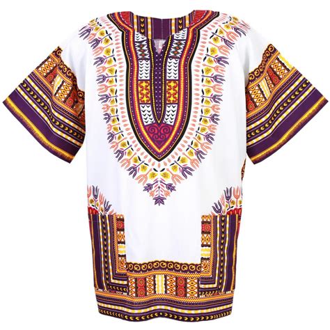 White And Purple Colorful African Dashiki Shirt Dashiki Shirt African