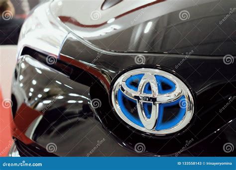 Close Up Blue Toyota Logo on Black Car Editorial Stock Photo - Image of ...