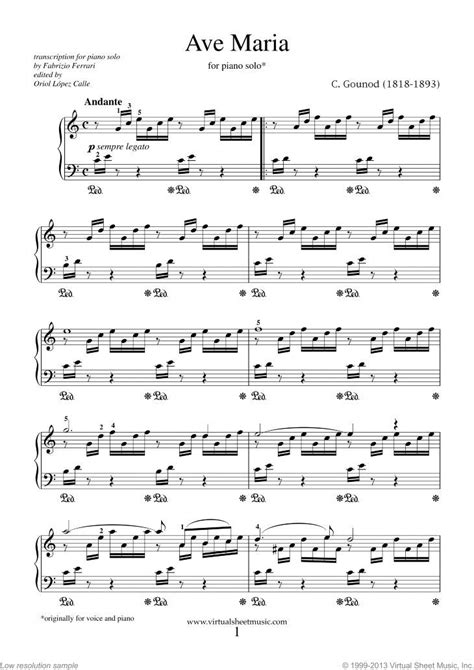 Gounod Ave Maria Sheet Music For Piano Solo Pdf Interactive Artofit