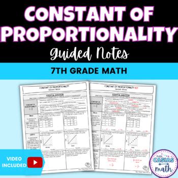 Constant Of Proportionality Guided Notes Lesson 7th Grade Math By