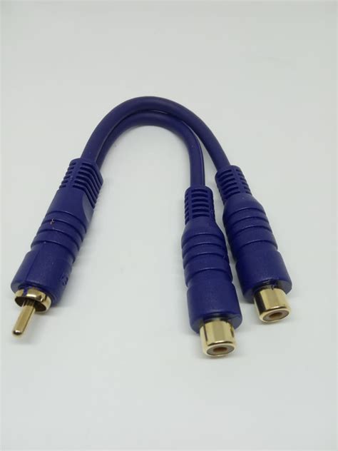 Cable En Y Rca Macho A Rca Hembra Azul Cent Metros