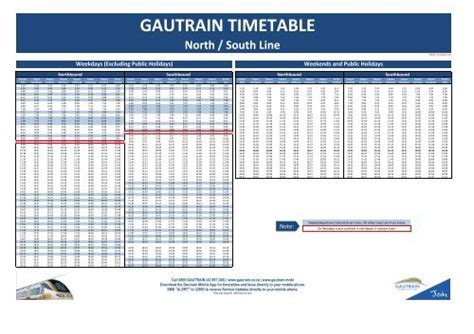 Download the train timetable. - Gautrain