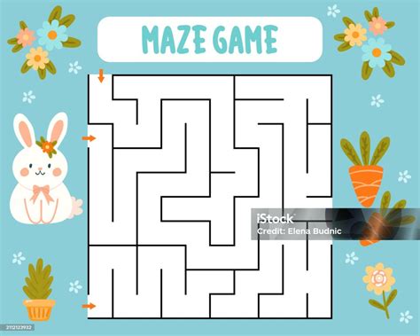 Ilustración De Square Maze Game For Children Puzzle For Children