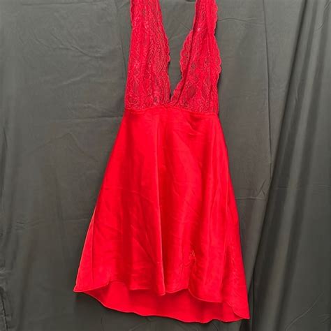 Intimates Sleepwear Mini Lingerie Dress In Red Super Sexy Halter Top With Sheer Lace Poshmark