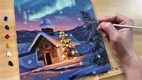 Snowy Christmas Night / Acrylic Painting / Correa Art | Night painting ...