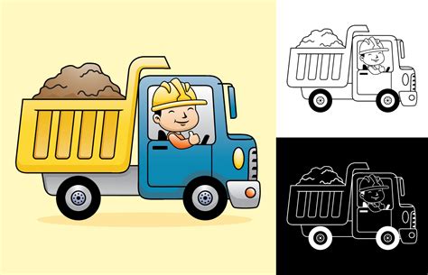 Vector cartoon of dump truck with happy driver 24084917 Vector Art at ...