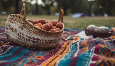 Canasta Tejida Con Frutas Coloridas Para Picnic Generada Por Ia Foto