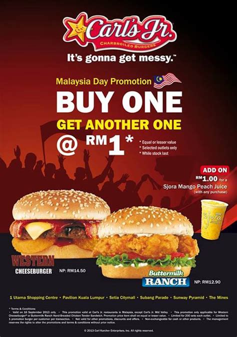 Bestlah Carls Jr Malaysia Day Promo Buy 1 Get Another 1 At Rm1 16 Sep