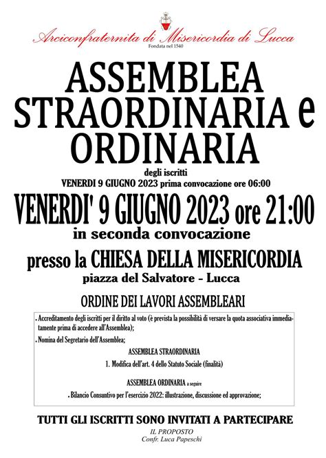 Assemblea Straordinaria E Ordinaria Degli Iscritti Giugno