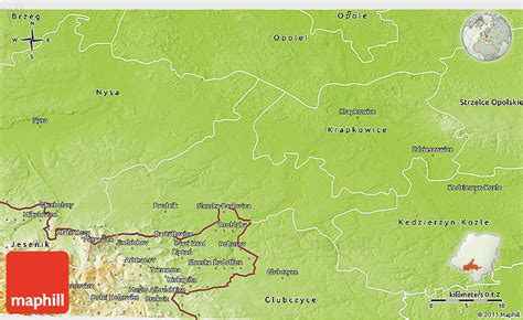 Physical 3D Map Of Prudnik