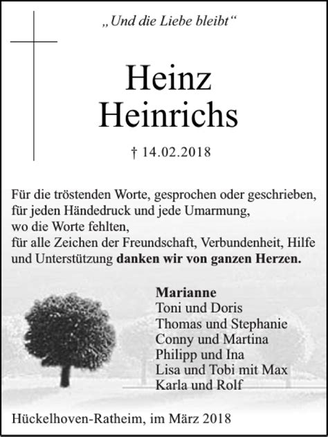 Traueranzeigen Von Heinz Heinrichs Aachen Gedenkt