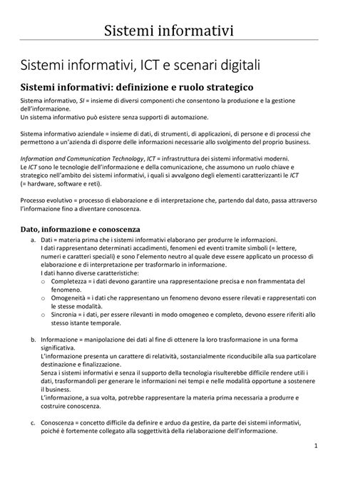 Sistemi Informativi E Trend Digitali Docsity