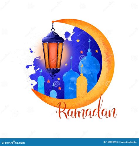 Ramadan Kareem Holiday Greeting Card Design Symbols Of Ramadan Mubarak