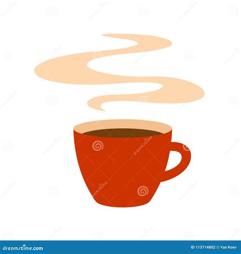 Hot Red Coffee Cup With Steam Illustration Stock Vector Illustration