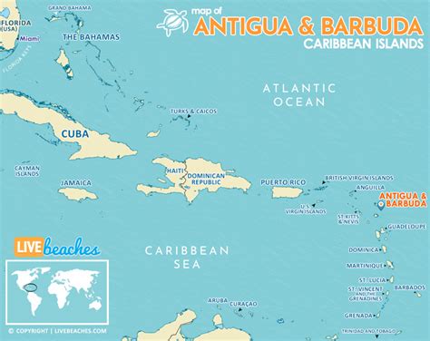 Map of Antigua and Barbuda - Live Beaches