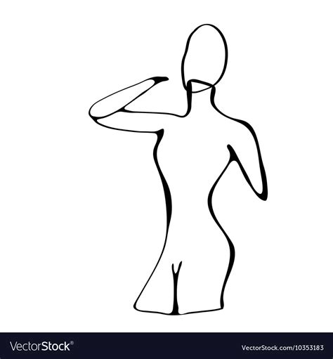 Beautiful Black And White Nude Woman Silhouette Vector Image