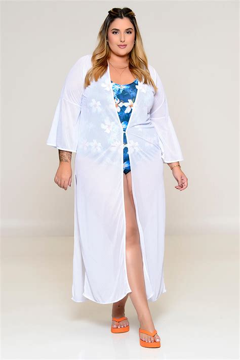 Saída de Praia Plus Size Longa Vk Moda Plus Size