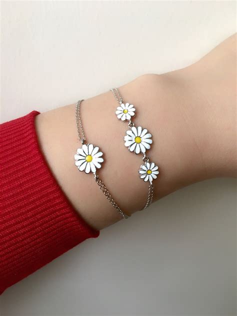 Daisy Bracelet 925 Sterling Silver Bracelet Flower Etsy