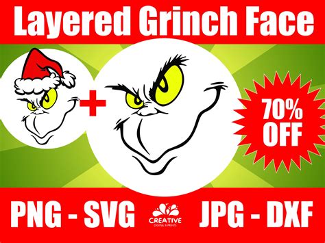 GRINCH Face LAYERED SVG Grinch Face Svg Grinch Face - Etsy