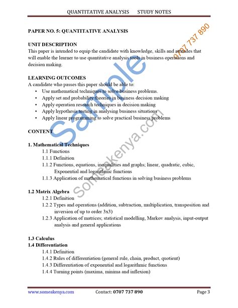 Quantitative Analysis Qa New Revised Cpa Cifa Kasneb Notes Kasneb Cpa Atd Cs Ccp Cifa