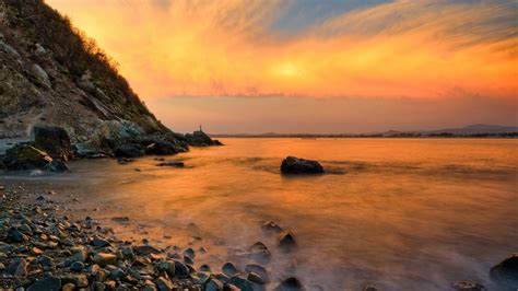 Fondos De Pantalla Puesta De Sol Mar Bah A Rock Apuntalar