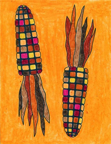 Easy How To Draw Corn Tutorial Video And Corn Coloring Page Fall Art