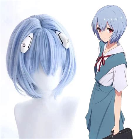 Evangelion Ayanami Rei Cosplay Perucas Traje Anime Peruca De Halloween