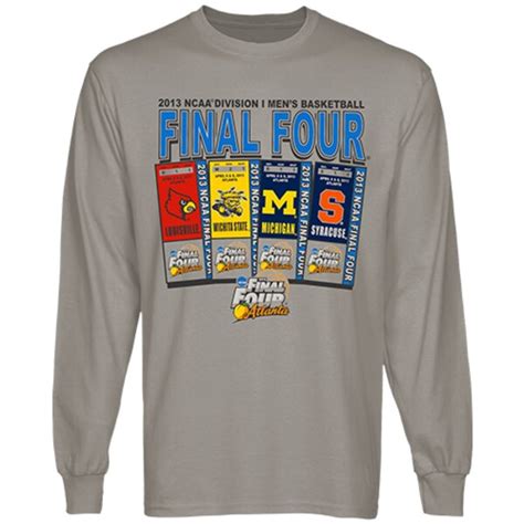 2013 Mens Basketball Tournament Final Four Long Sleeve T Shirt Gray Wichita State University