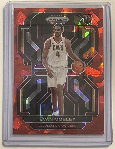 2021 22 Panini Prizm Evan Mobley Rookie Red Cracked Ice 325 Cavaliers