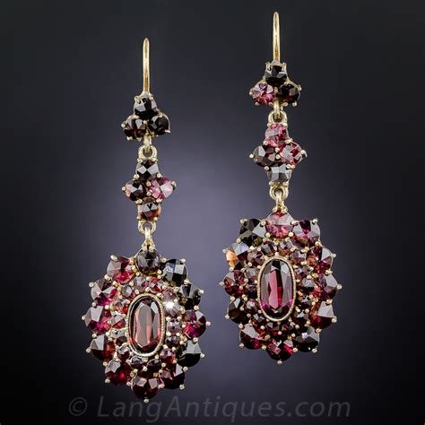 Vintage Bohemian Garnet Drop Earrings