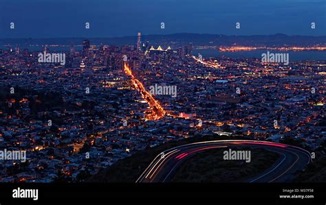 The San Francisco, California skyline at night Stock Photo - Alamy